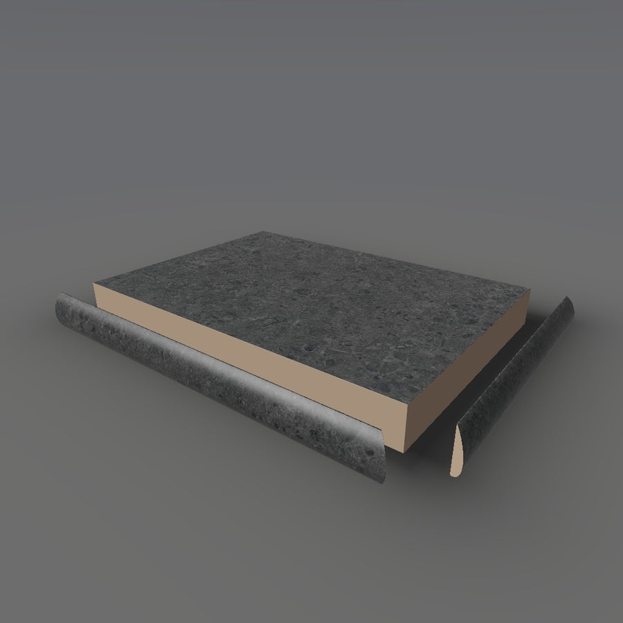 Formica 9527 exploded view - deck, bullnose trim and MDF core
