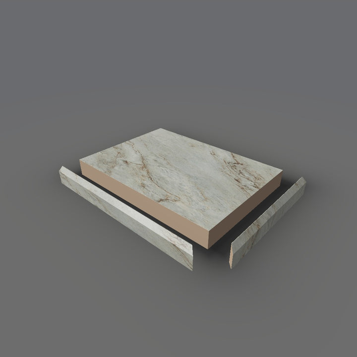 Formica 9534 exploded view - deck, bevel trim and MDF core
