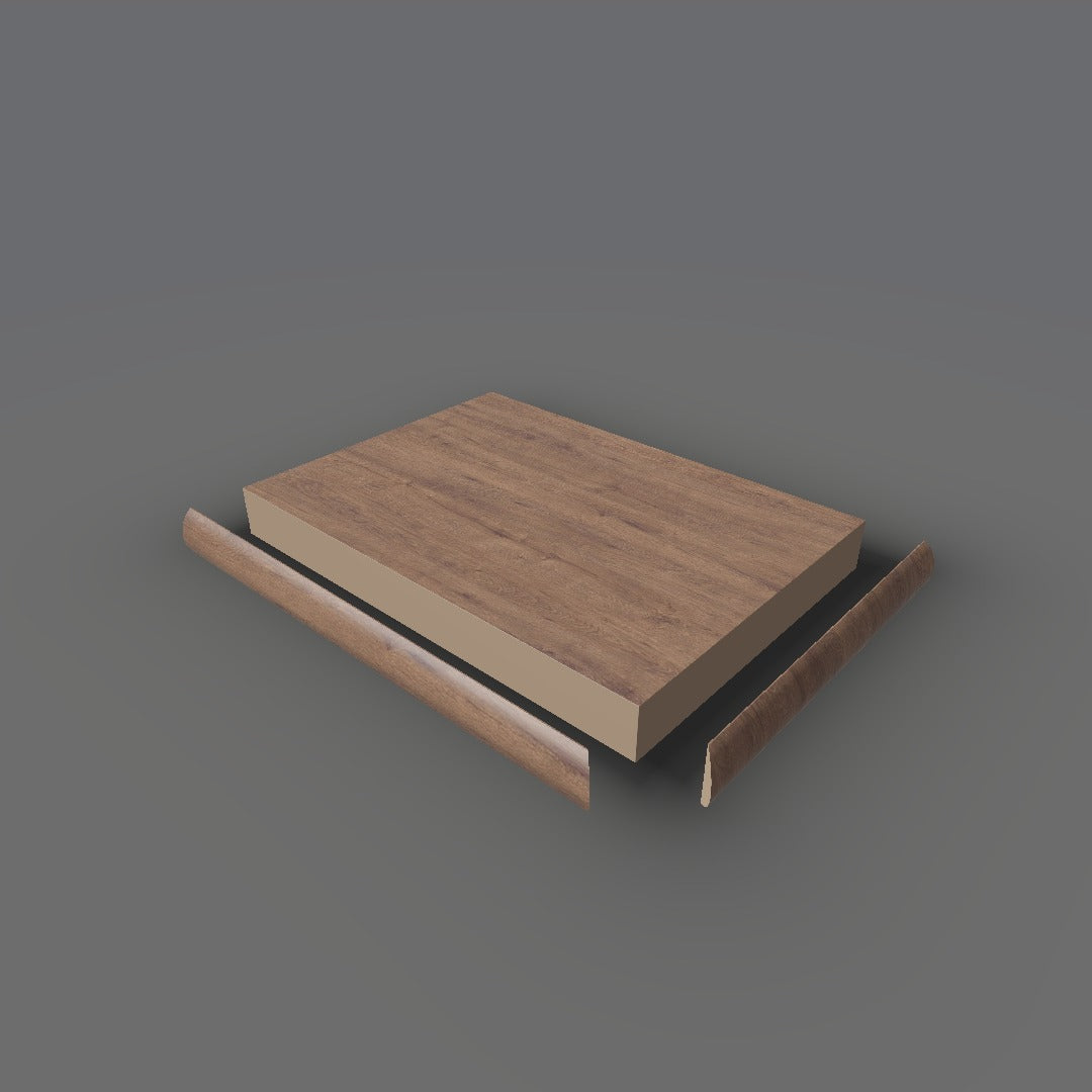 Formica 9643 exploded view - deck, bullnose trim and MDF core