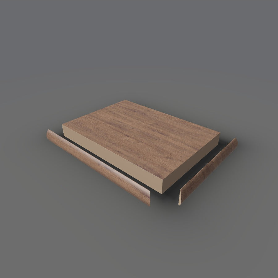 Formica 9643 exploded view - deck, bullnose trim and MDF core