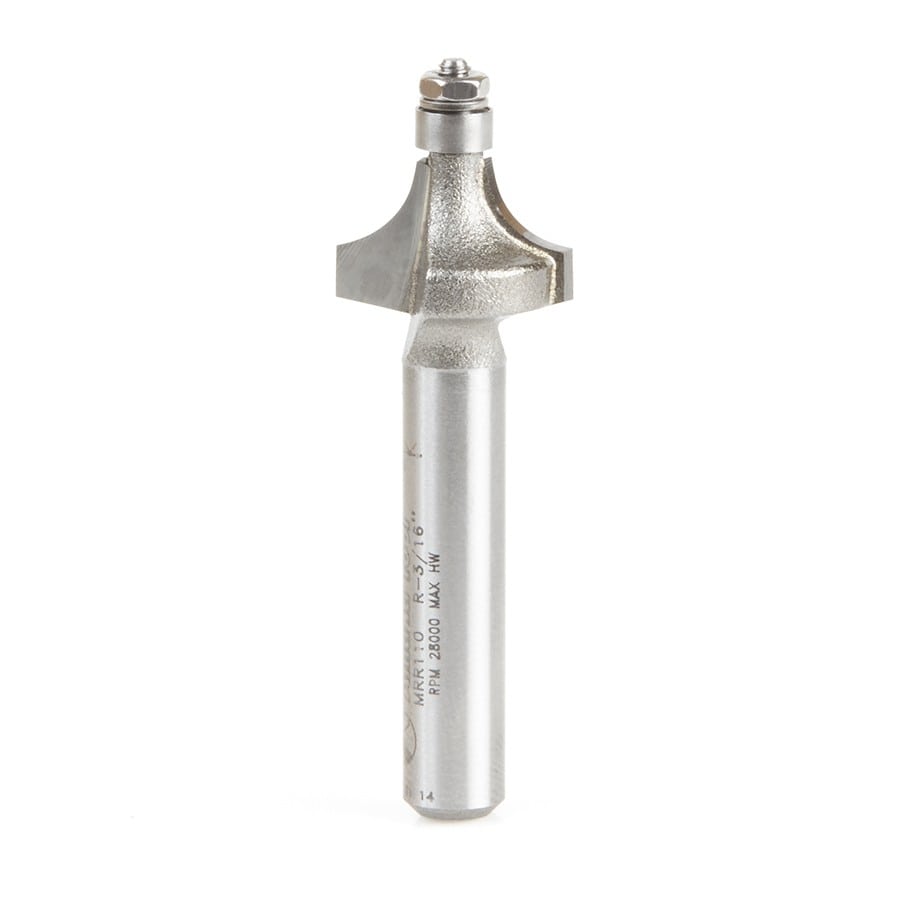 Amana Tool. Miniature Corner Rounding Router Bit | 3⁄16 Radius x 9⁄16 Dia x 3⁄8 x 1⁄4"Shank | MRR110 