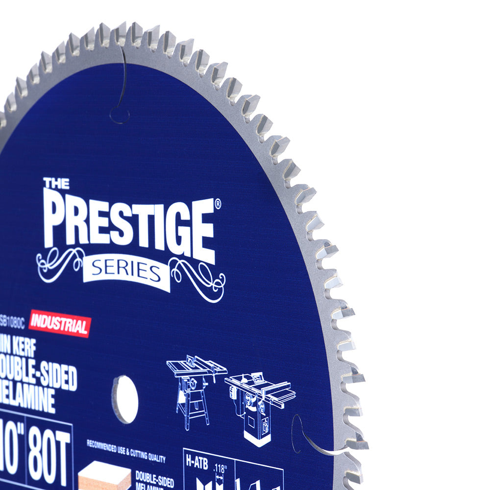 Amana Tool. Double-Face Melamine, Korton & Veneers Thin Kerf Blade Electro-Blu - 10" Dia x 80T H-ATB -2° - 5⁄8 Bore | MSB1080C 