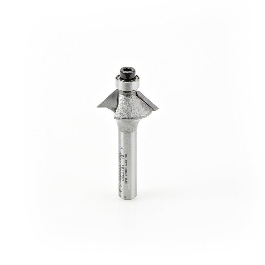 Amana Tool. Miniature Chamfer Router Bit | 45 Degree x 25⁄32 Dia x 1⁄4 x 1⁄4" Shank | MSL2454 