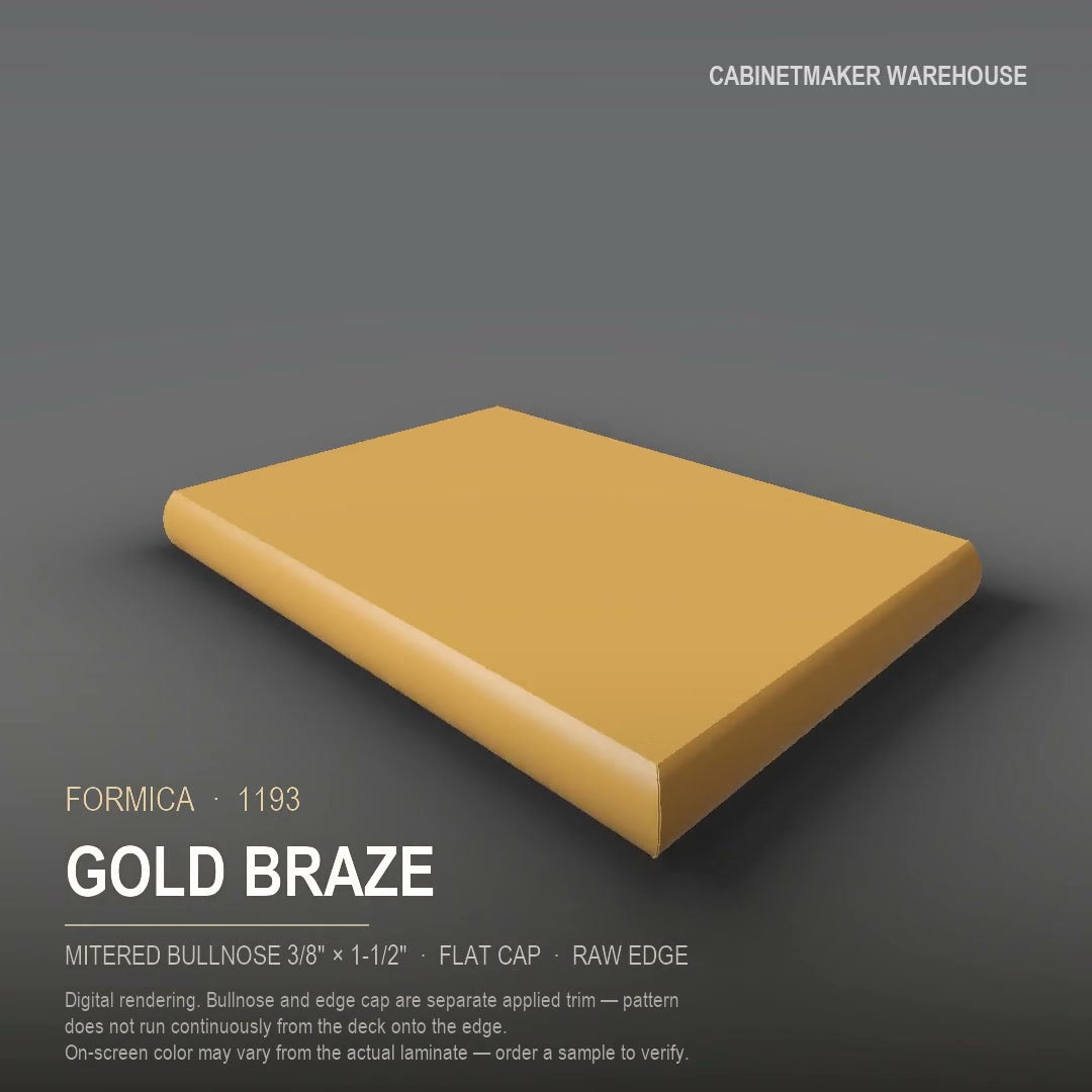 Formica Gold Braze 1193 laminate on a countertop with a mitered bullnose edge
