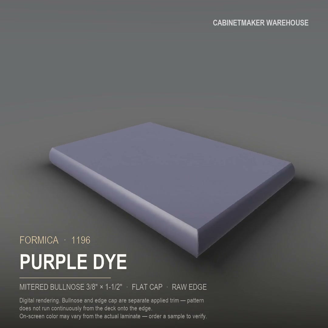 Formica Purple Dye 1196 laminate on a countertop with a mitered bullnose edge
