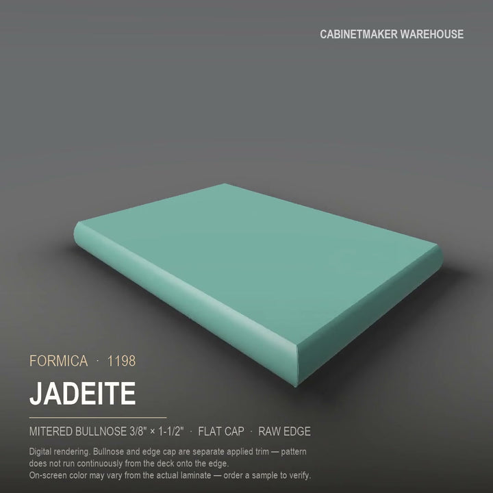 Formica Jadeite 1198 laminate on a countertop with a mitered bullnose edge