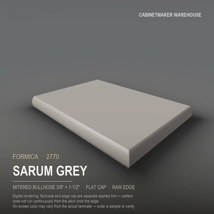 Formica Sarum Grey 2770 laminate on a countertop with a mitered bullnose edge