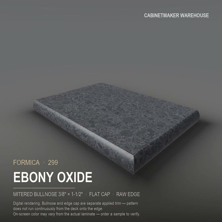 Formica Ebony Oxide 299 laminate on a countertop with a mitered bullnose edge