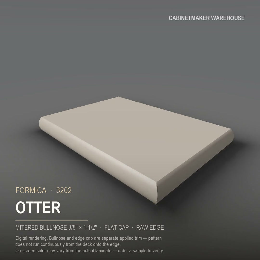 Formica Otter 3202 laminate on a countertop with a mitered bullnose edge