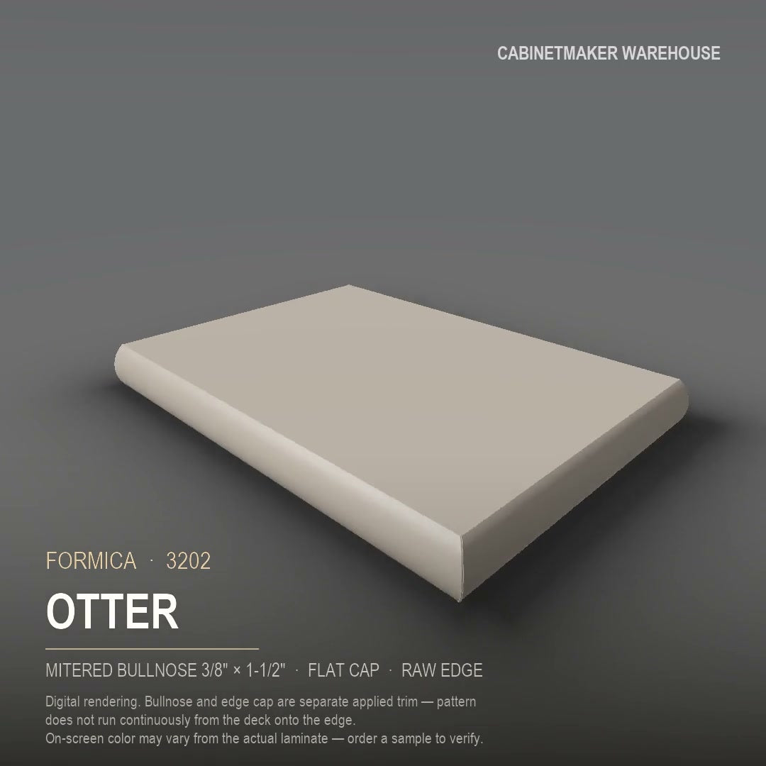 Formica Otter 3202 laminate on a countertop with a mitered bullnose edge