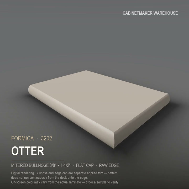 Formica Otter 3202 laminate on a countertop with a mitered bullnose edge