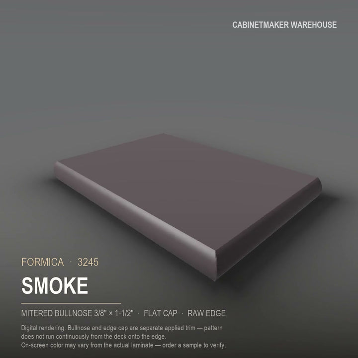 Formica Smoke 3245 laminate on a countertop with a mitered bullnose edge