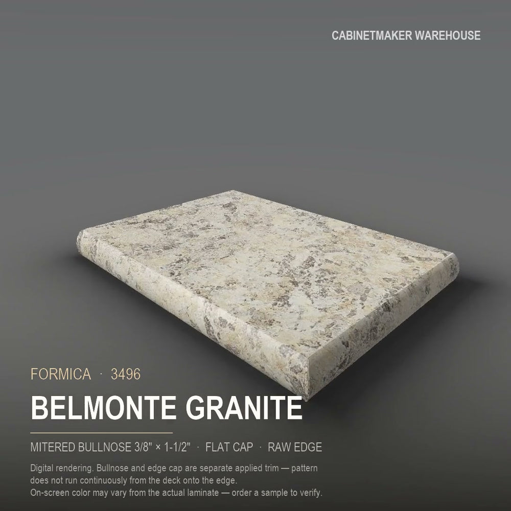 Formica Belmonte Granite 3496 laminate on a countertop with a mitered bullnose edge