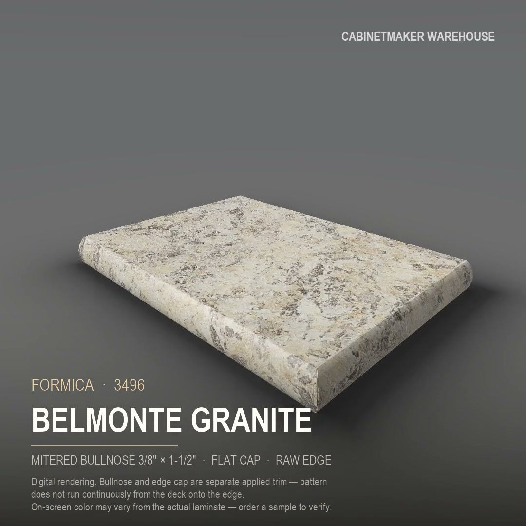 Formica Belmonte Granite 3496 laminate on a countertop with a mitered bullnose edge