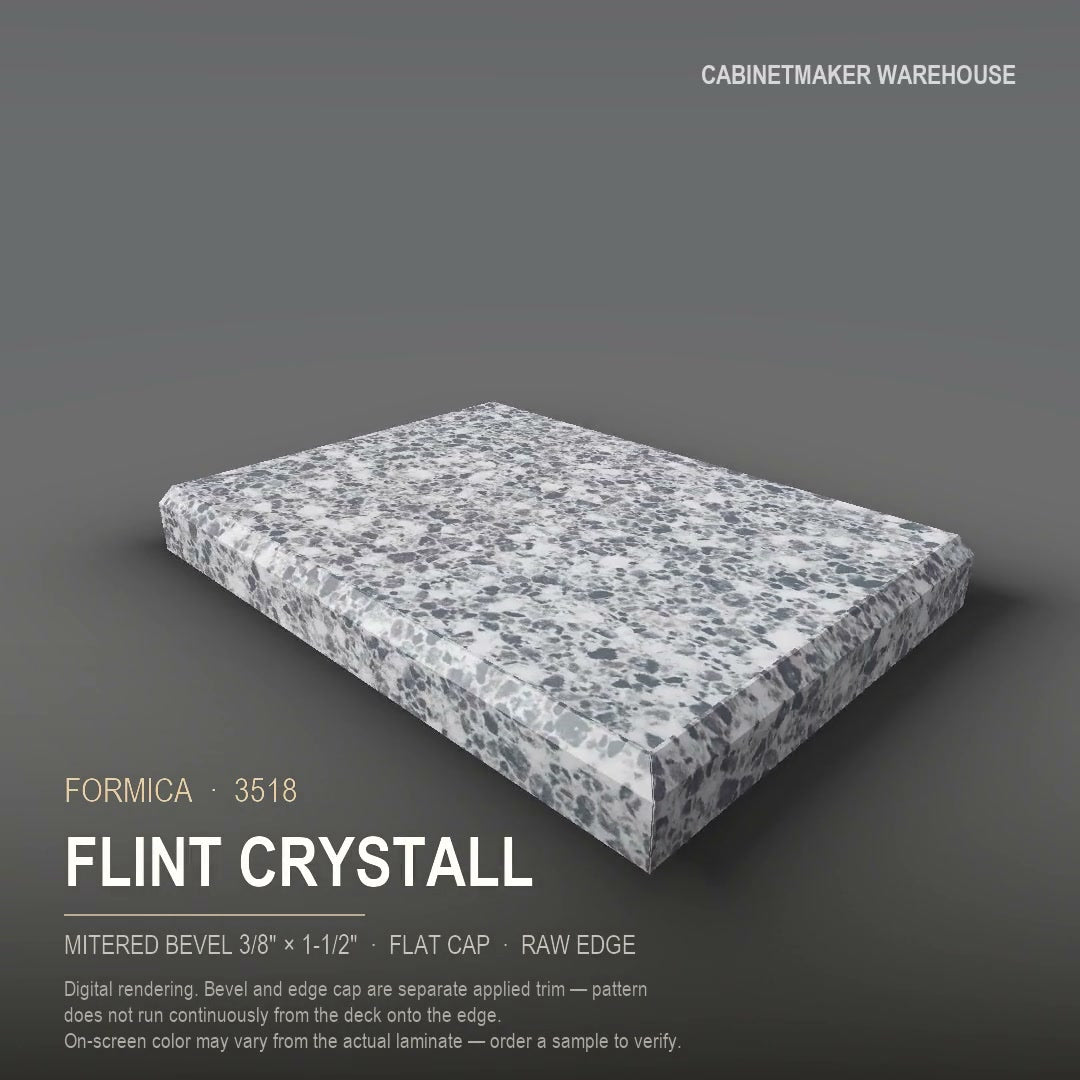 Formica Flint Crystall 3518 laminate on a countertop with a mitered bevel edge
