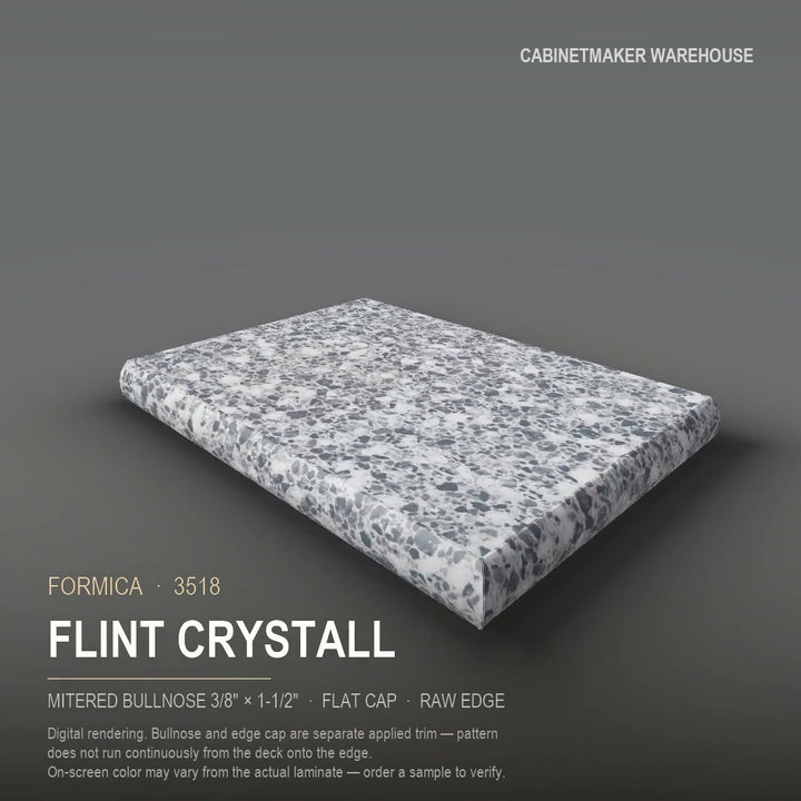 Formica Flint Crystall 3518 laminate on a countertop with a mitered bullnose edge