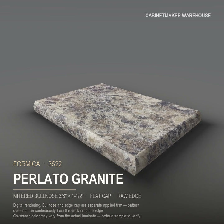 Formica Perlato Granite 3522 laminate on a countertop with a mitered bullnose edge