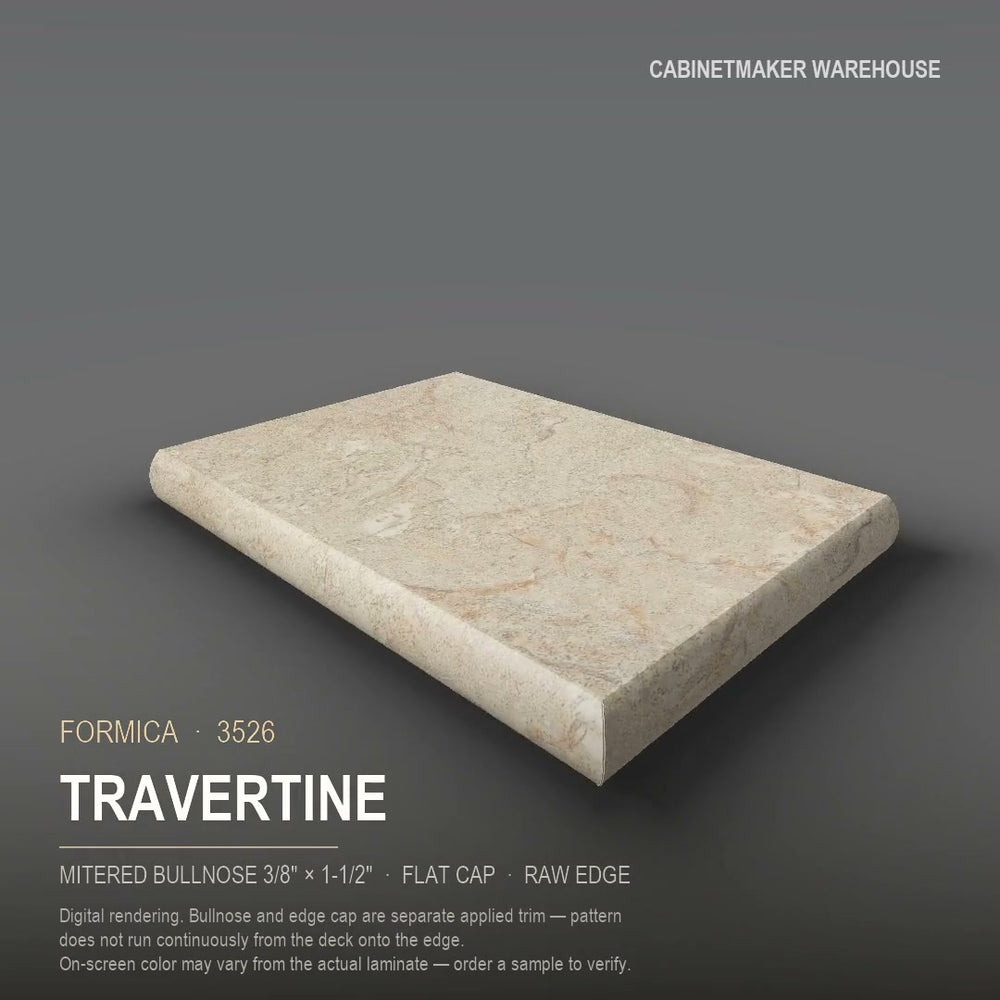 Formica Travertine 3526 laminate on a countertop with a mitered bullnose edge