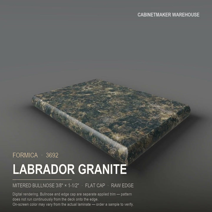 Formica Labrador Granite 3692 laminate on a countertop with a mitered bullnose edge