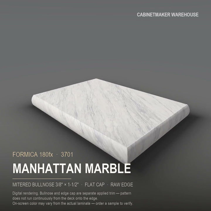 Formica Manhattan Marble 3701 laminate on a countertop with a mitered bullnose edge
