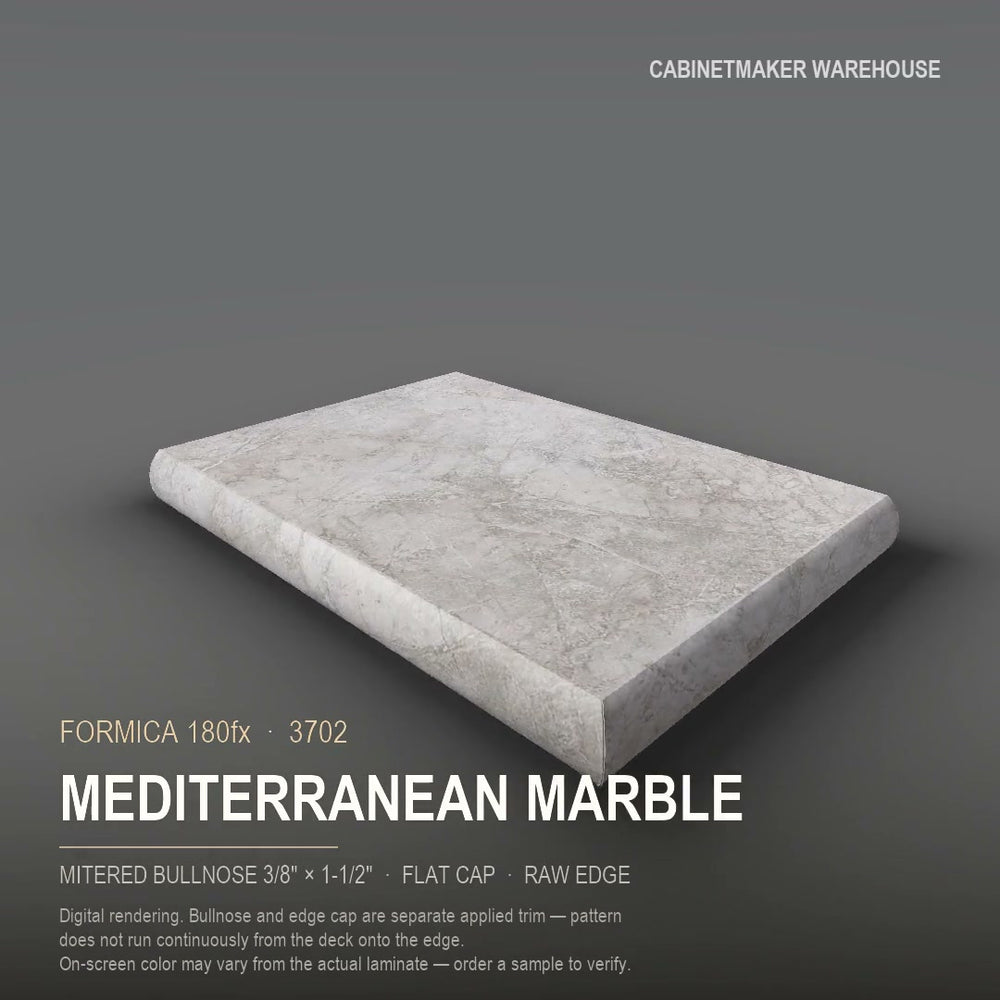 Formica Mediterranean Marble 3702 laminate on a countertop with a mitered bullnose edge