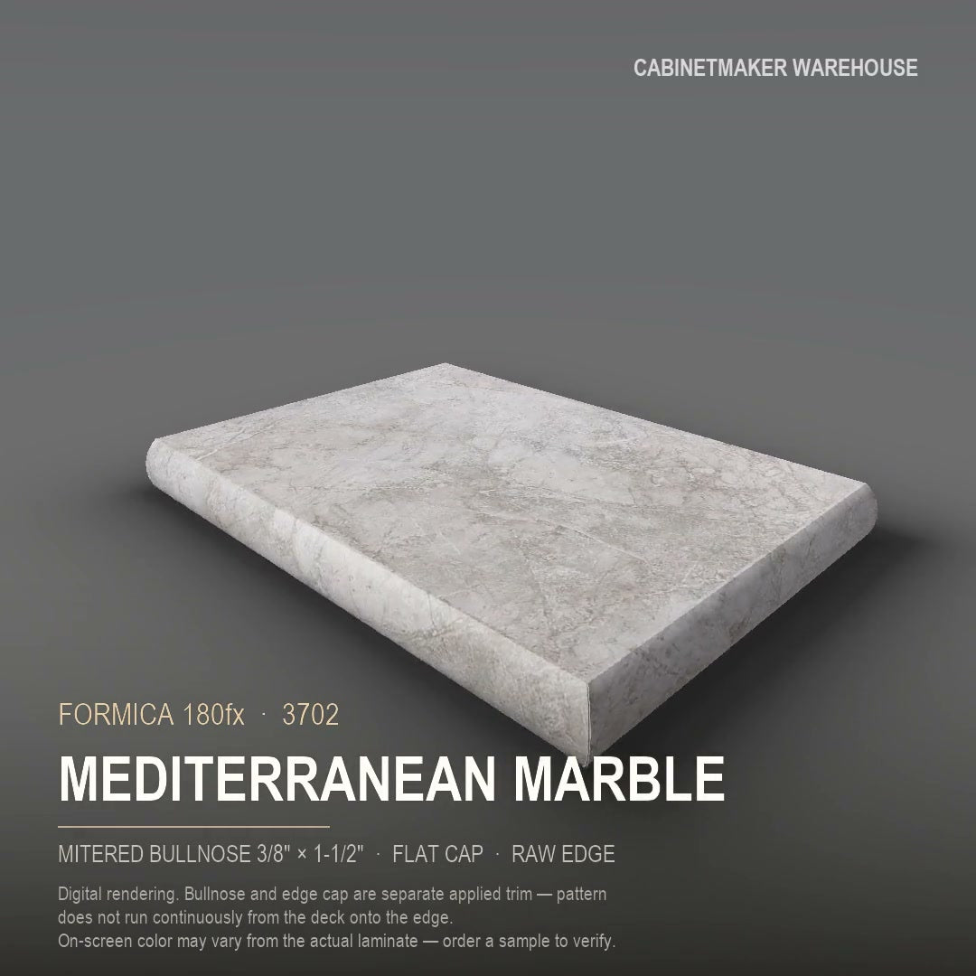 Formica Mediterranean Marble 3702 laminate on a countertop with a mitered bullnose edge