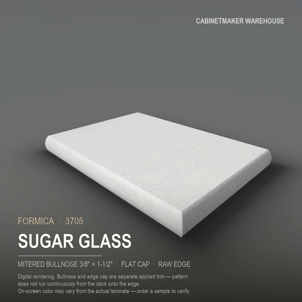 Formica Sugar Glass 3705 laminate on a countertop with a mitered bullnose edge
