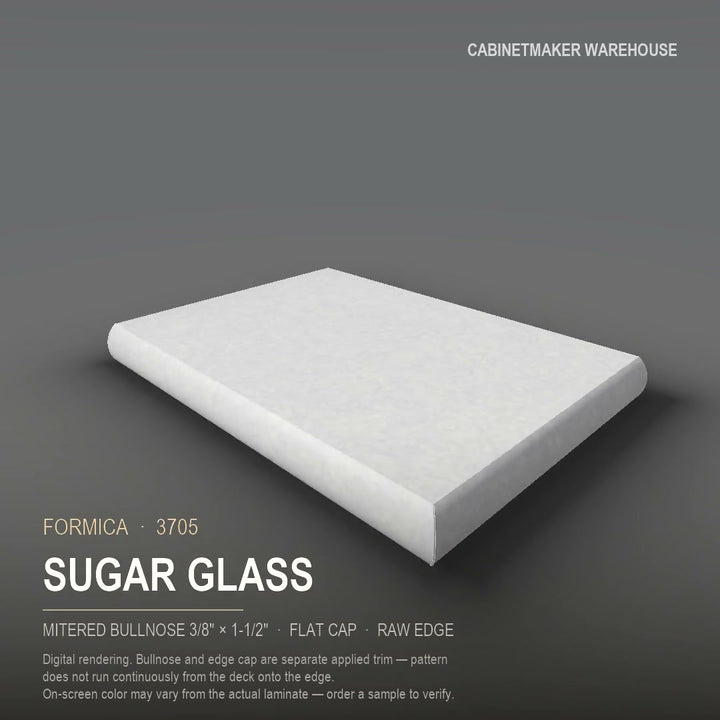 Formica Sugar Glass 3705 laminate on a countertop with a mitered bullnose edge
