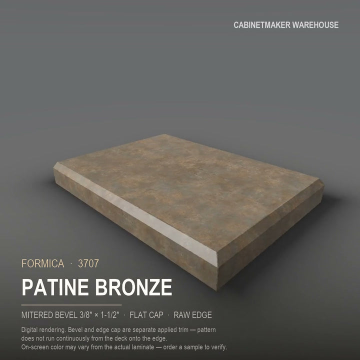 Formica Patine Bronze 3707 laminate on a countertop with a mitered bevel edge