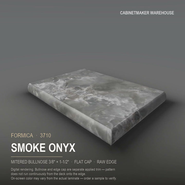 Formica Smoke Onyx 3710 laminate on a countertop with a mitered bullnose edge
