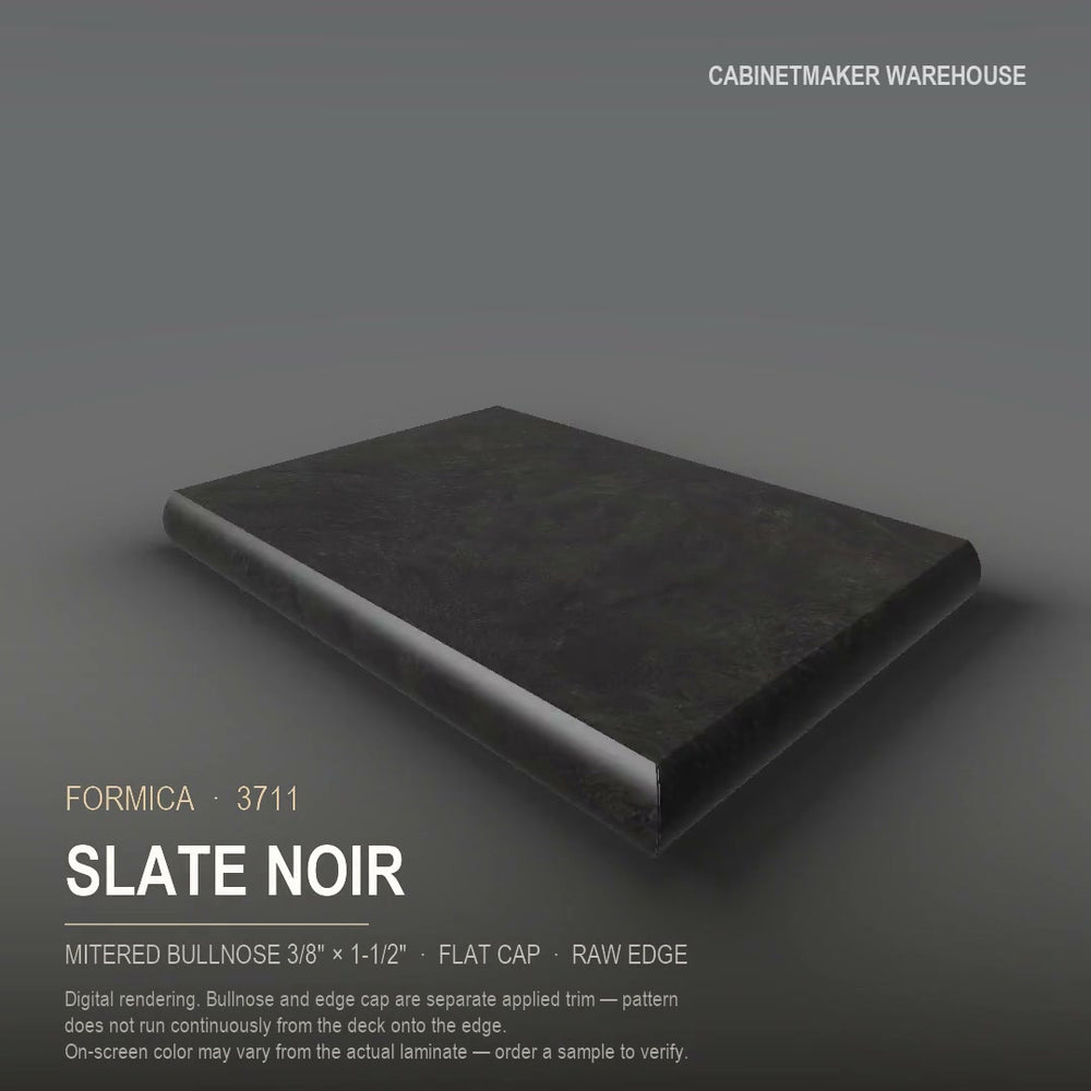Formica Slate Noir 3711 laminate on a countertop with a mitered bullnose edge