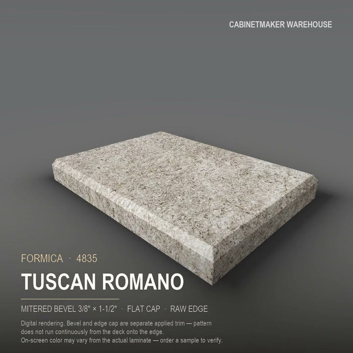 Formica Tuscan Romano 4835 laminate on a countertop with a mitered bevel edge