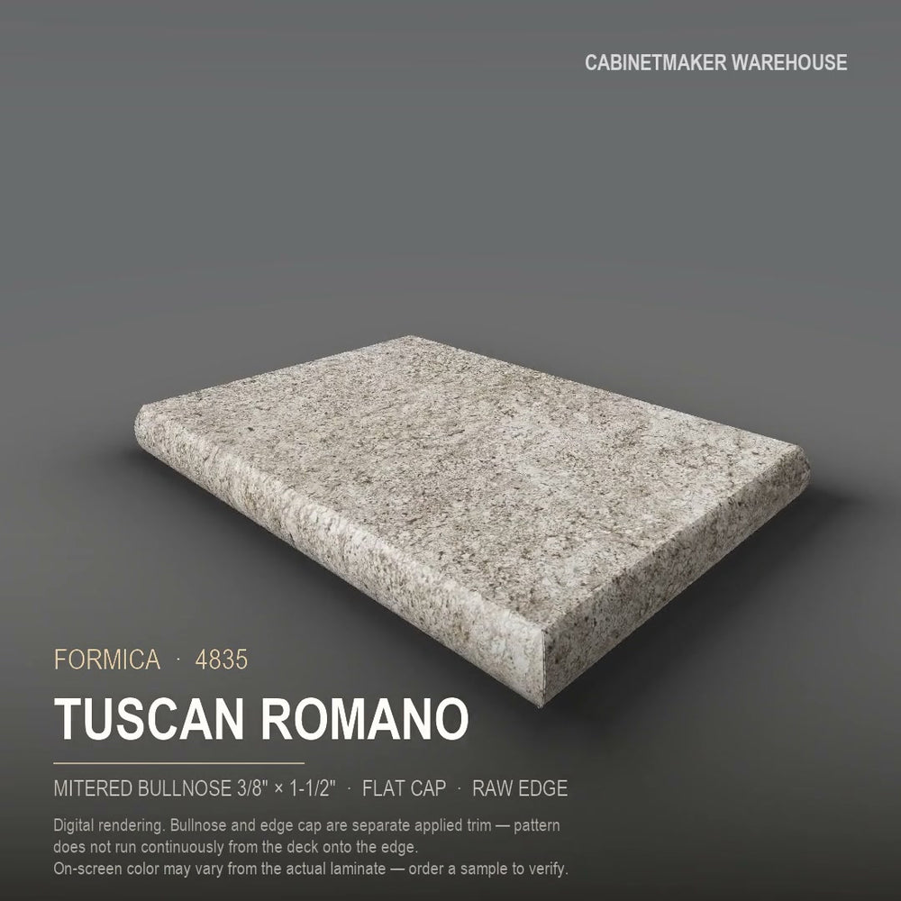 Formica Tuscan Romano 4835 laminate on a countertop with a mitered bullnose edge