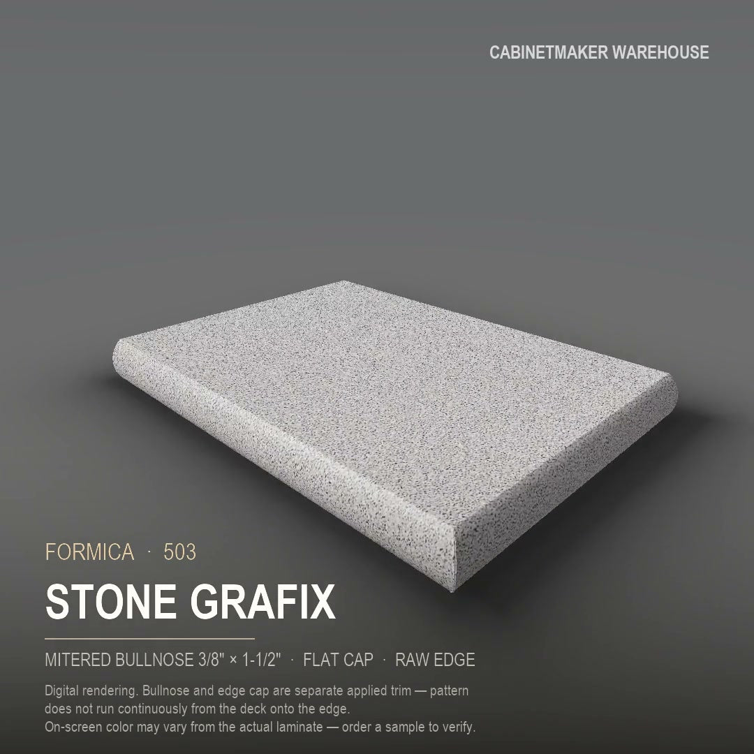 Formica Stone Grafix 503 laminate on a countertop with a mitered bullnose edge