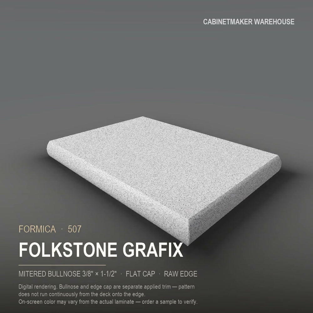 Formica Folkstone Grafix 507 laminate on a countertop with a mitered bullnose edge