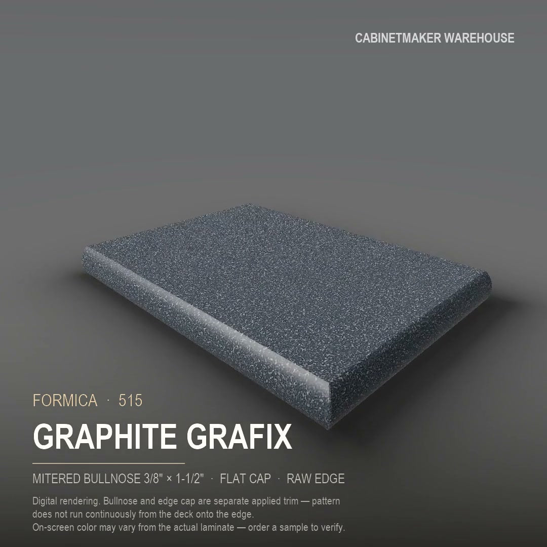 Formica Graphite Grafix 515 laminate on a countertop with a mitered bullnose edge