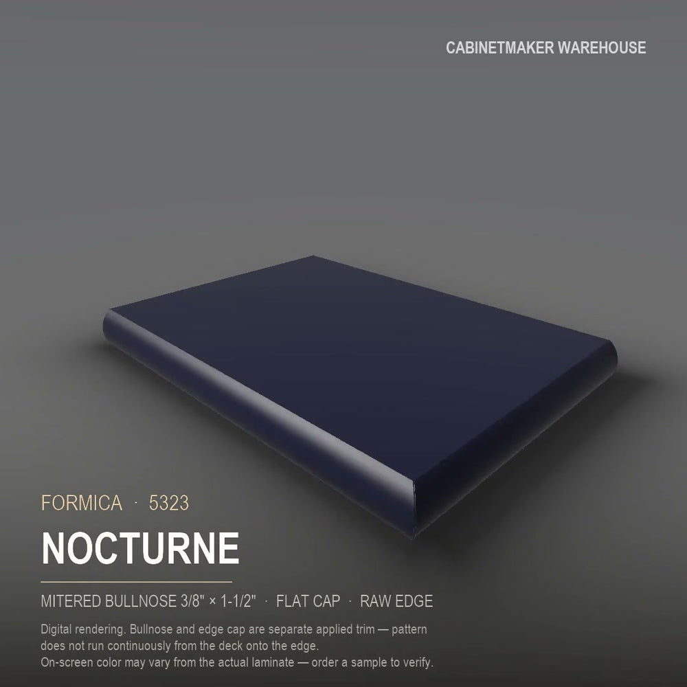 Formica Nocturne 5323 laminate on a countertop with a mitered bullnose edge