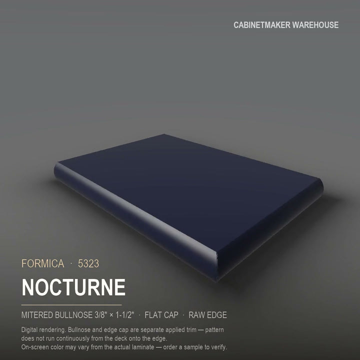 Formica Nocturne 5323 laminate on a countertop with a mitered bullnose edge