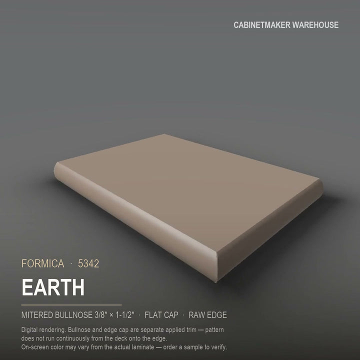 Formica Earth 5342 laminate on a countertop with a mitered bullnose edge