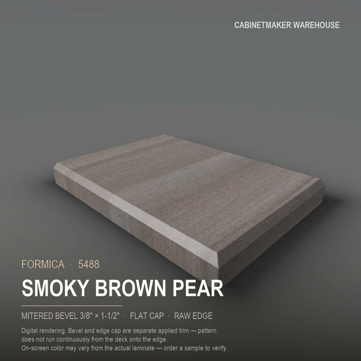 Formica Smoky Brown Pear 5488 laminate on a countertop with a mitered bevel edge