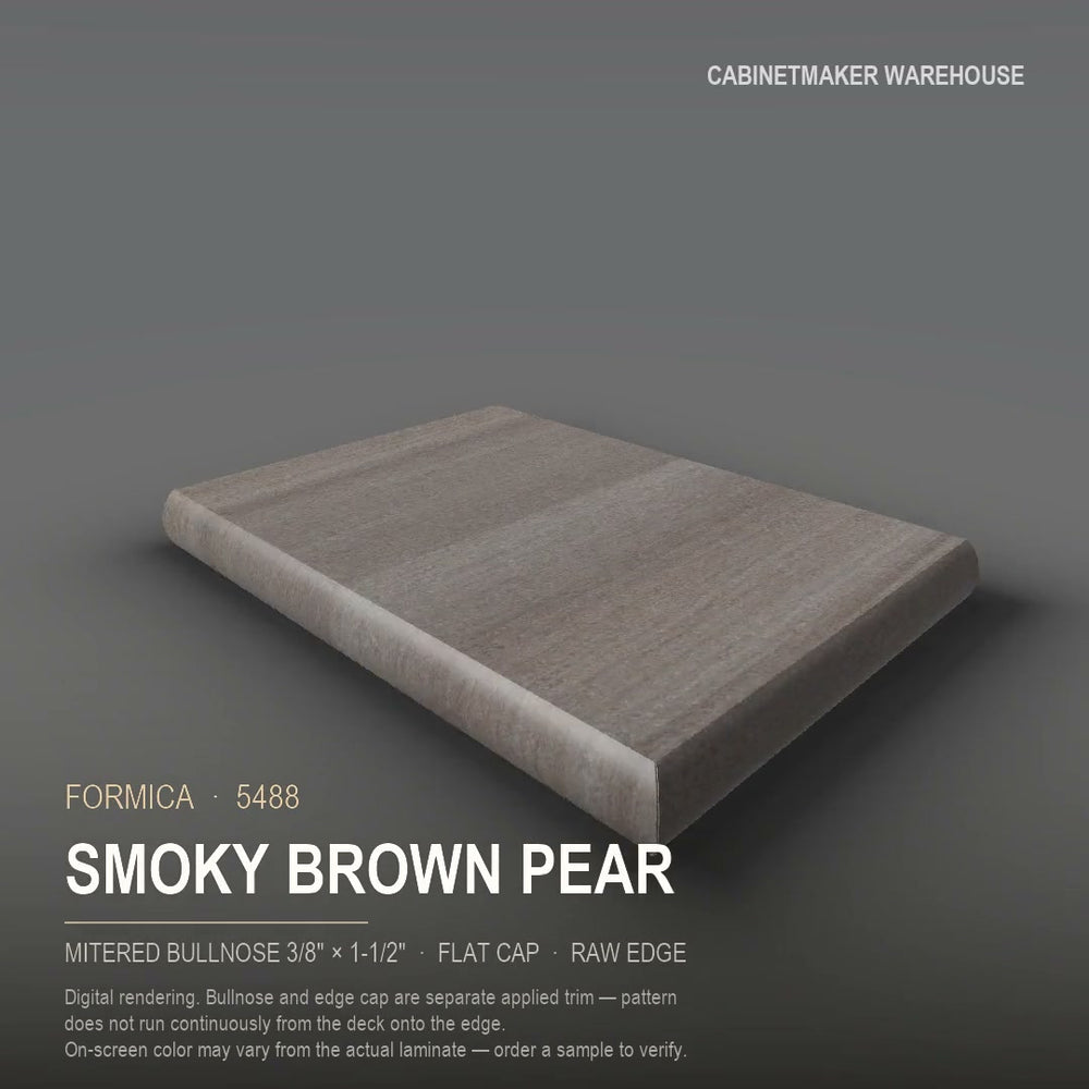 Formica Smoky Brown Pear 5488 laminate on a countertop with a mitered bullnose edge