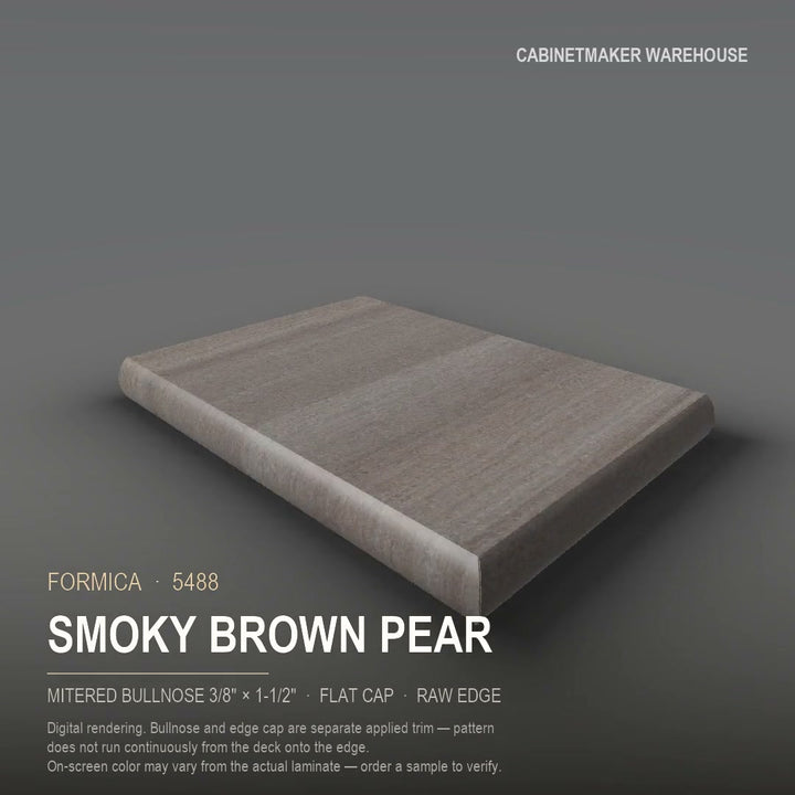 Formica Smoky Brown Pear 5488 laminate on a countertop with a mitered bullnose edge
