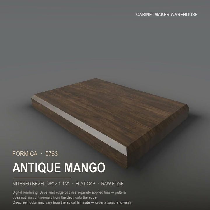 Formica Antique Mango 5783 laminate on a countertop with a mitered bevel edge