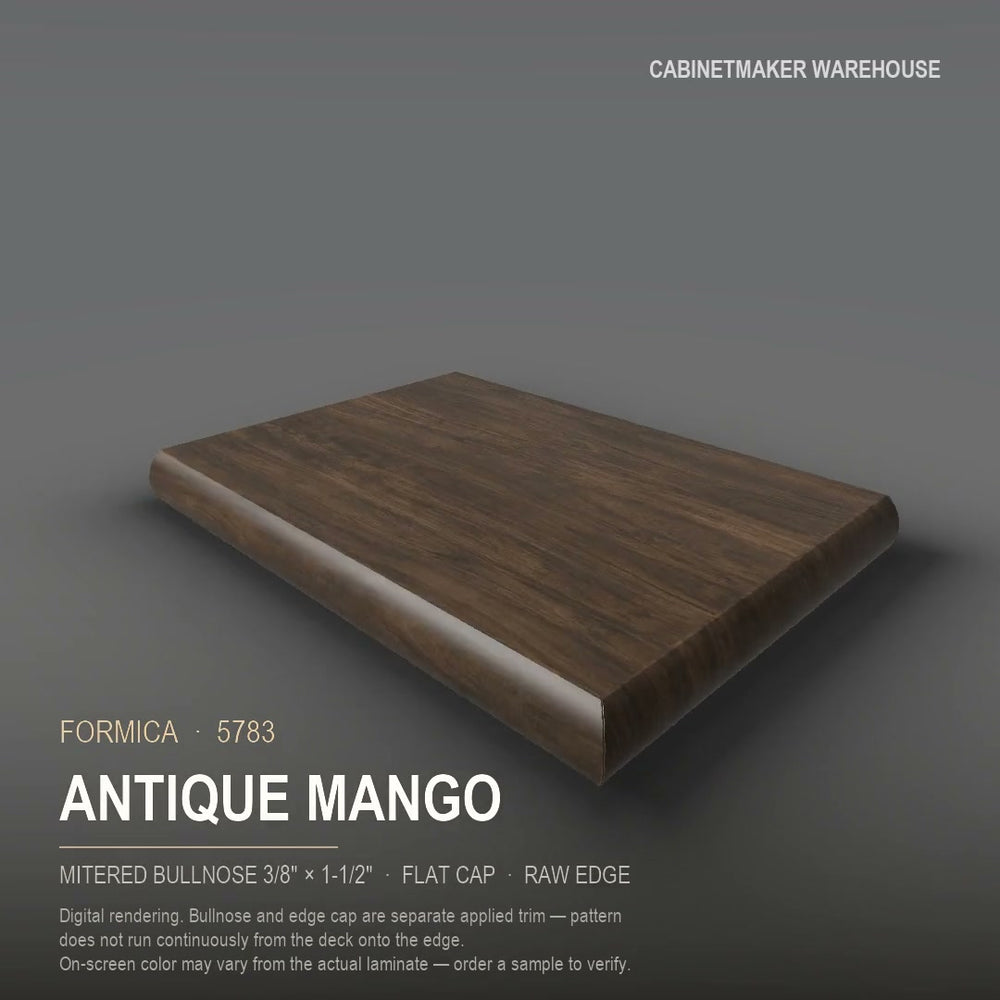 Formica Antique Mango 5783 laminate on a countertop with a mitered bullnose edge