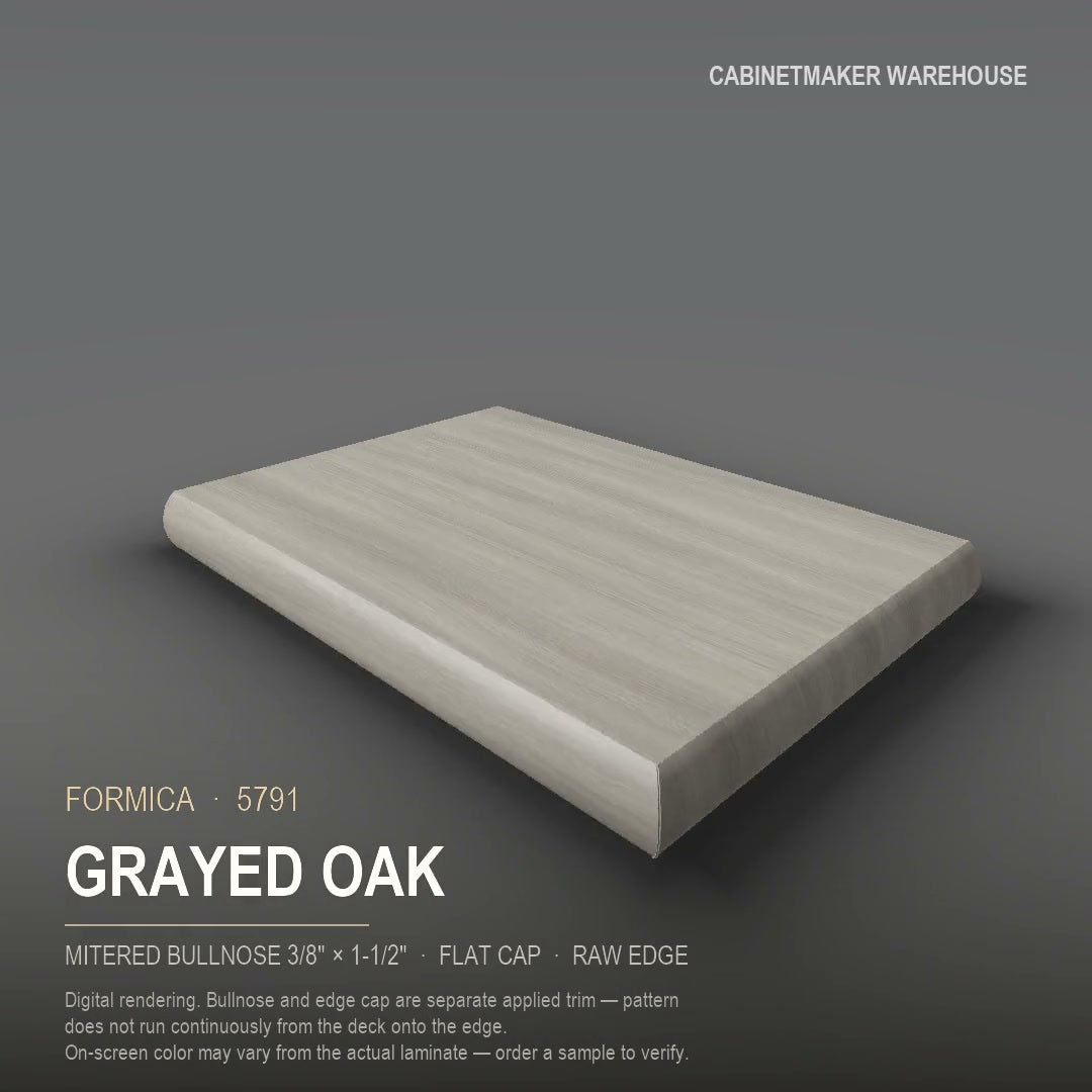 Formica Grayed Oak 5791 laminate on a countertop with a mitered bullnose edge