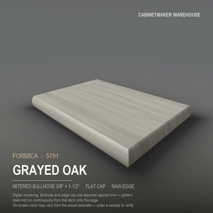 Formica Grayed Oak 5791 laminate on a countertop with a mitered bullnose edge