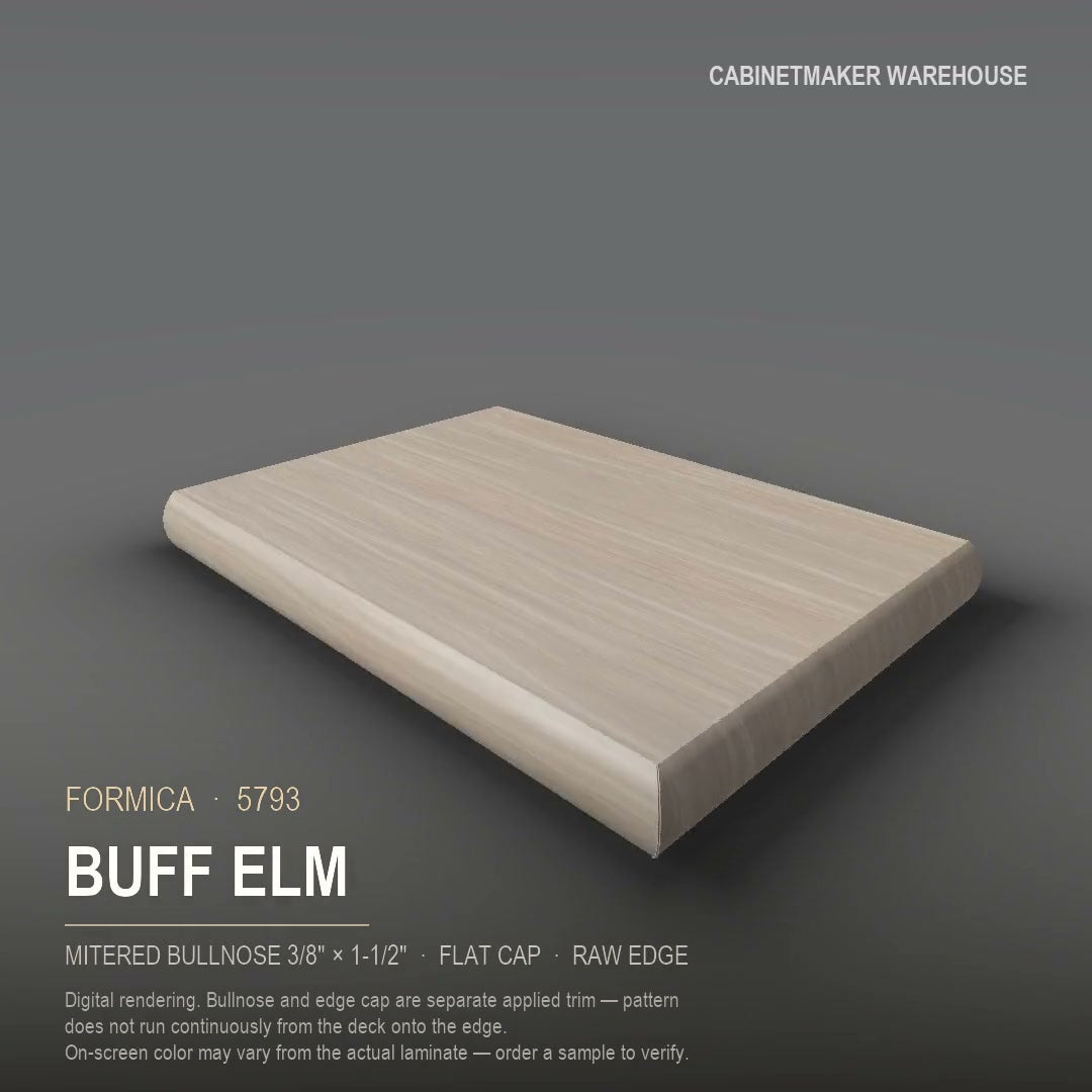 Formica Buff Elm 5793 laminate on a countertop with a mitered bullnose edge