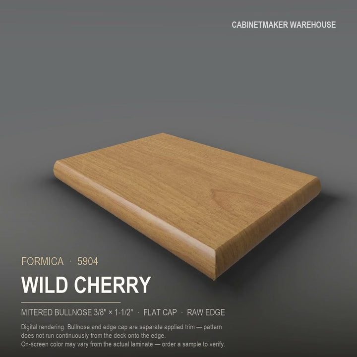 Formica Wild Cherry 5904 laminate on a countertop with a mitered bullnose edge