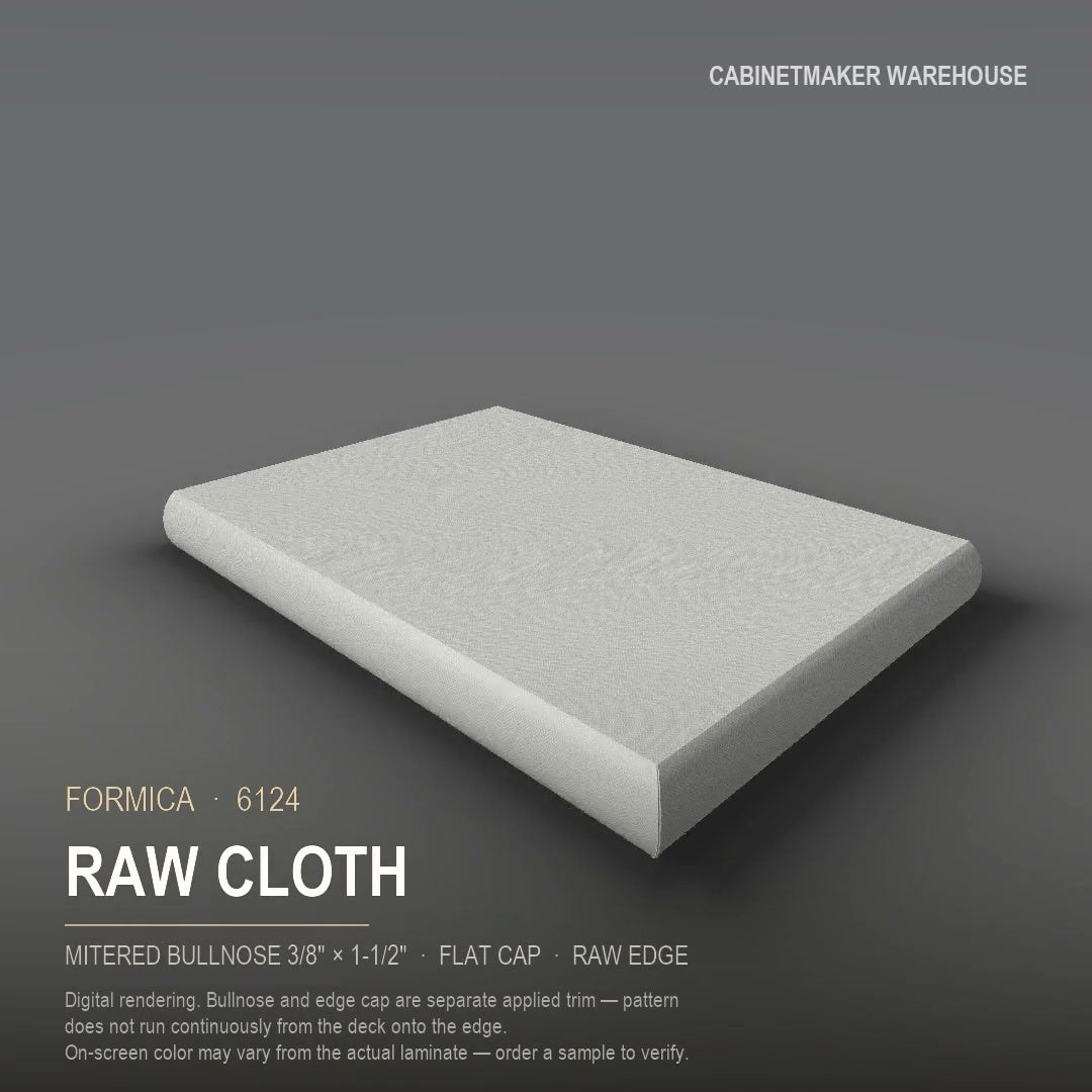 Formica Raw Cloth 6124 laminate on a countertop with a mitered bullnose edge