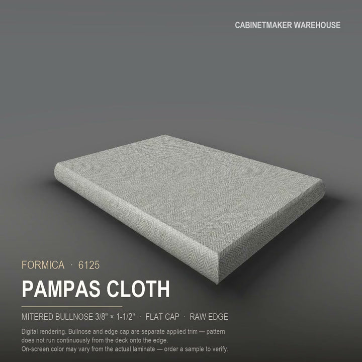Formica Pampas Cloth 6125 laminate on a countertop with a mitered bullnose edge